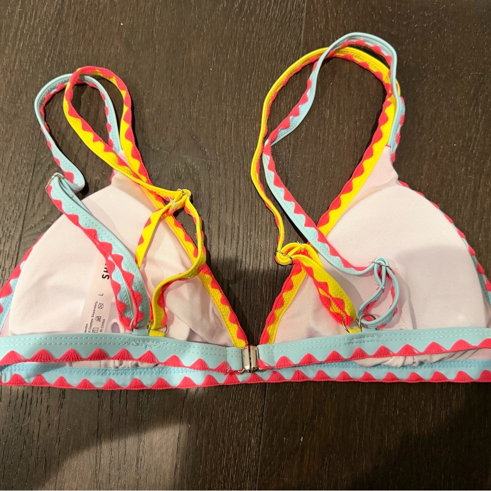 SHEIN Pink and Yellow Bikini Top - Picture 2 of 3